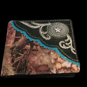 Western Leather Cowboy Concho Rodeo Wallet Genuine Leather Bi-fold wallet